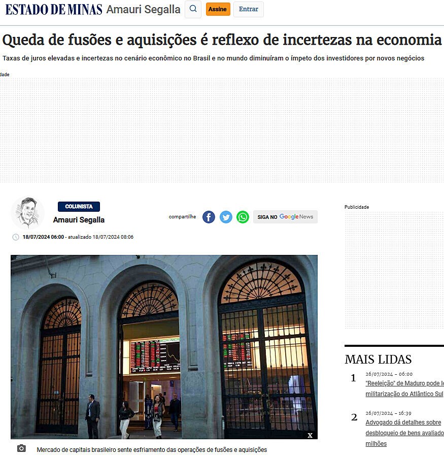 Queda de fuses e aquisies  reflexo de incertezas na economia